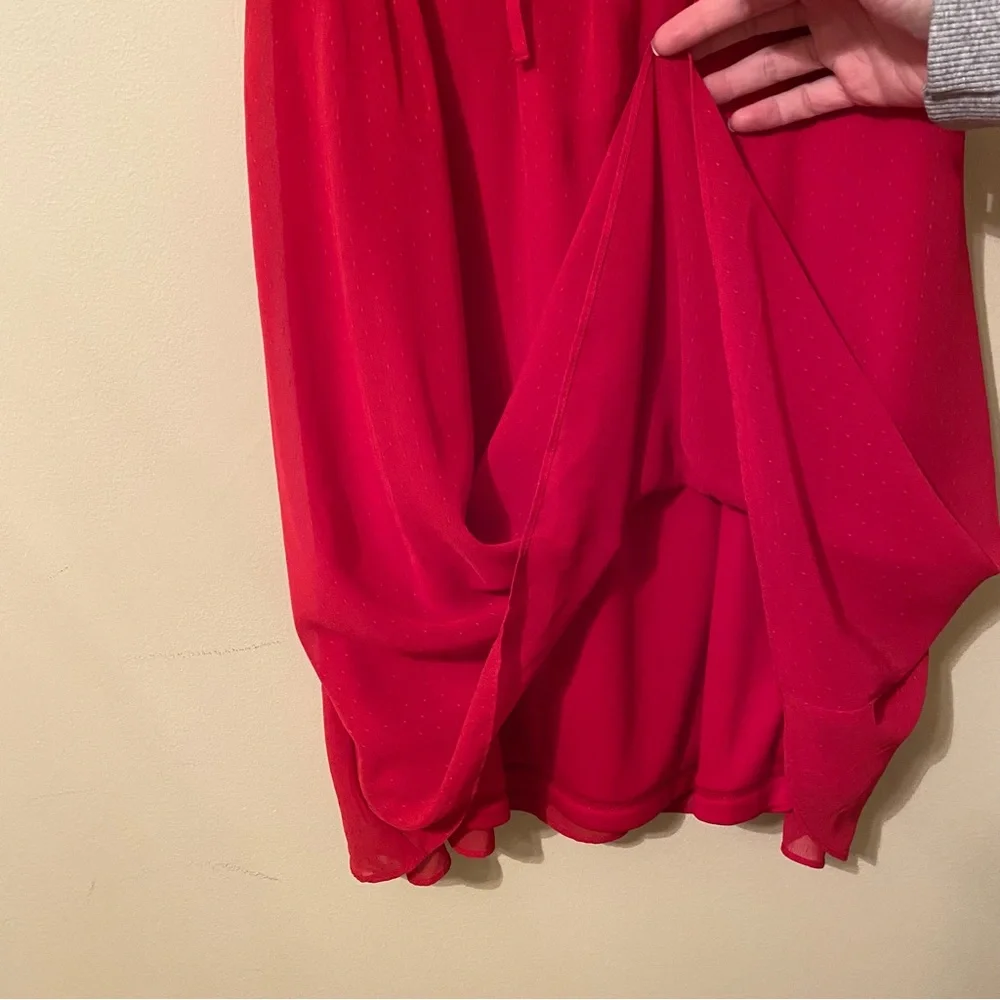 H&M red dress mini length cap sleeves elastic waist flowing material size 0 - Picture 12 of 15
